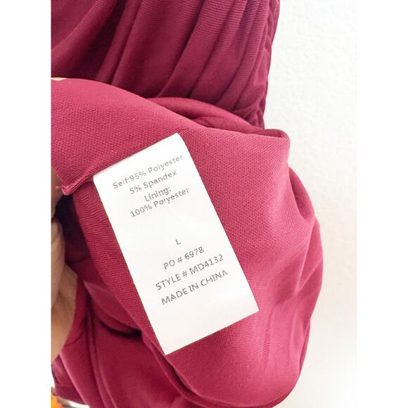 NWT Baltic Born Alessandra Mesh Midi Dress Size Large Burgundy Ruched Wedding - Picture 5 of 14